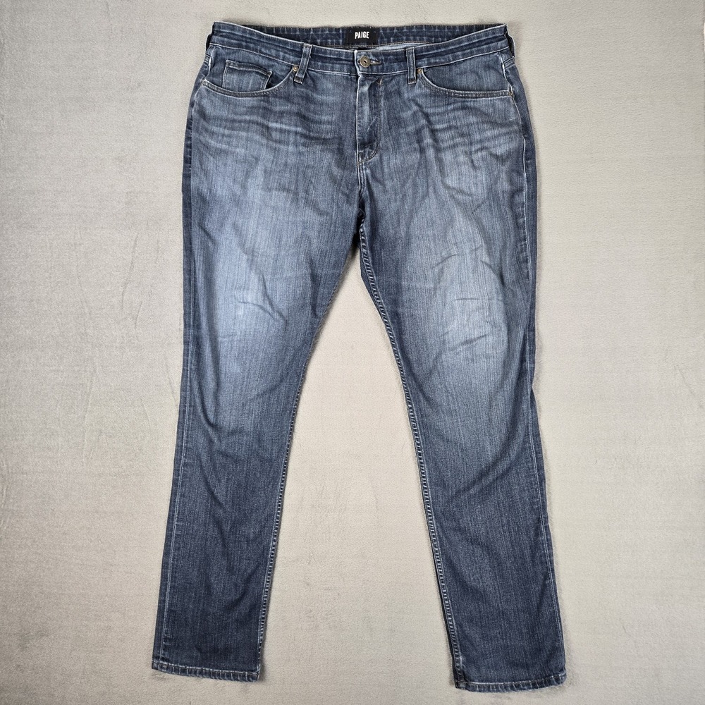 Paige Lennox Jeans Mens 38 (40x34 Acutal) Slim Fit Dark Blue Denim Pants USA